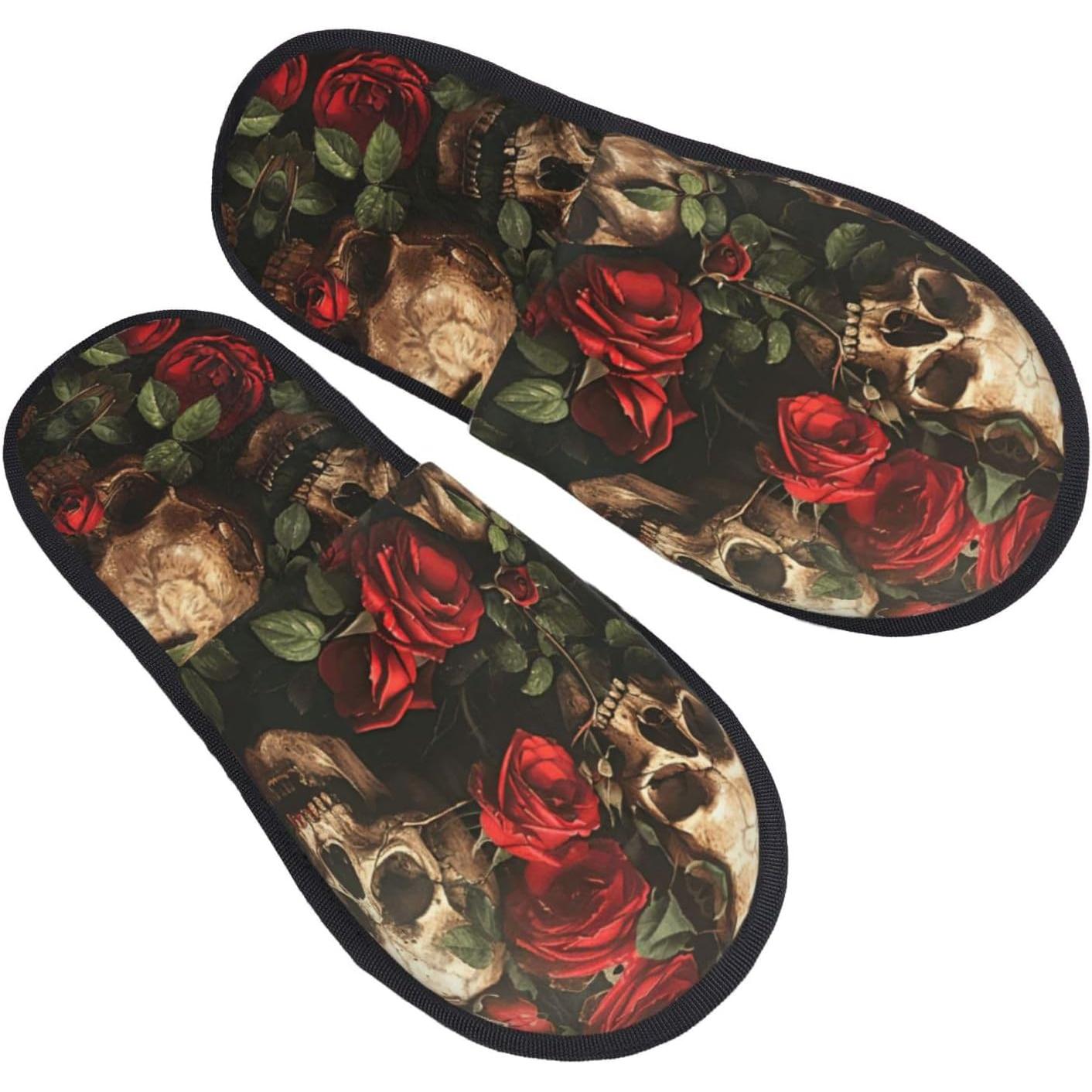 Men Shoes Red - Klapki z nadrukiem czaszki i czerwonej