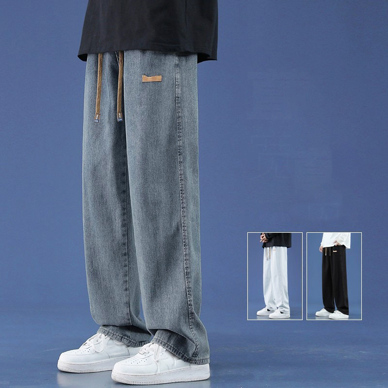 Men'S Shoes With Jeans - Letnia cienka męska workowate dżinsy tkanina