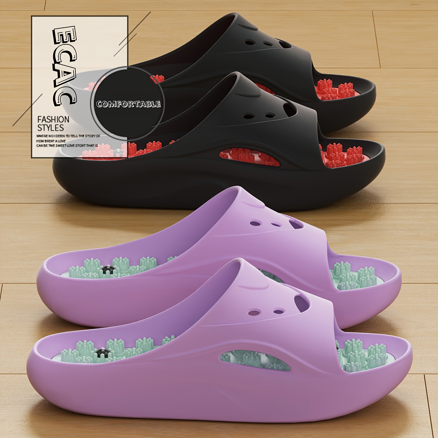 Men Shoes On - Damskie Męskie Klapki Masujące EVA z