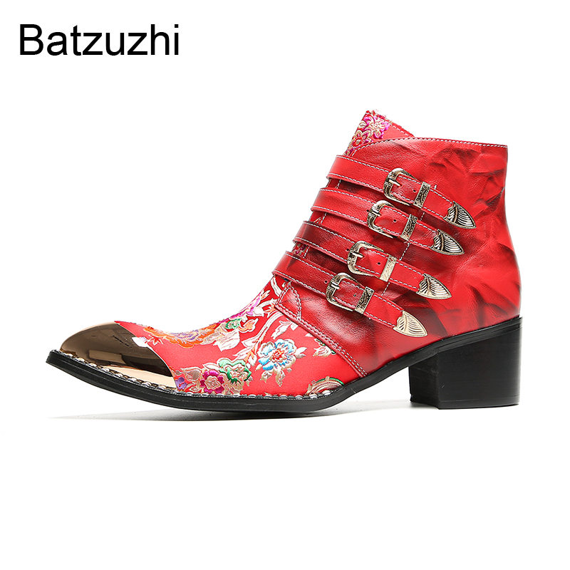 Men Shoes Red - Batzuzhi – czerwone męskie buty na