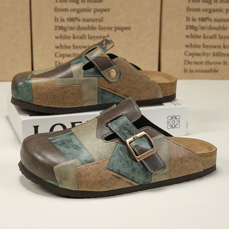 Men Shoes On - Unisexowe korkowe klapki z zakrytymi palcami,