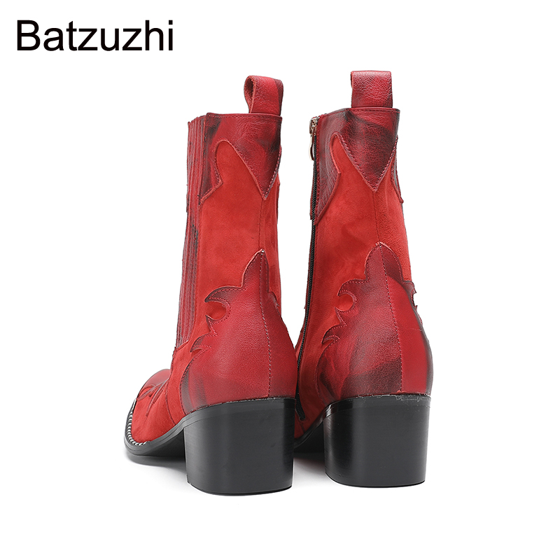 Men Shoes Red - Batzuzhi 6,5 cm Wysokie Obcasy Męskie