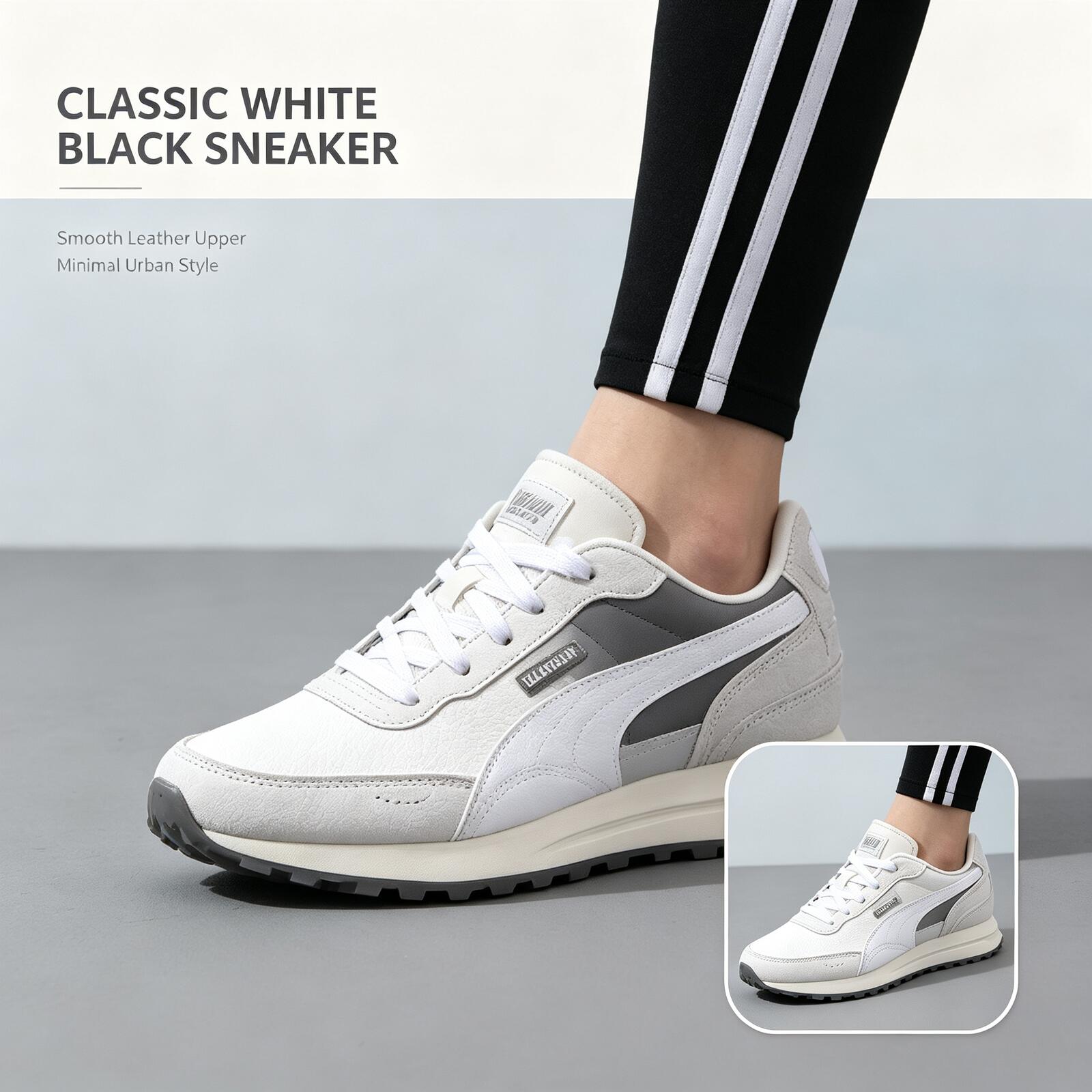 Men Shoes Jordan - PUMA Męskie Białe Czarne Niskie Trampki