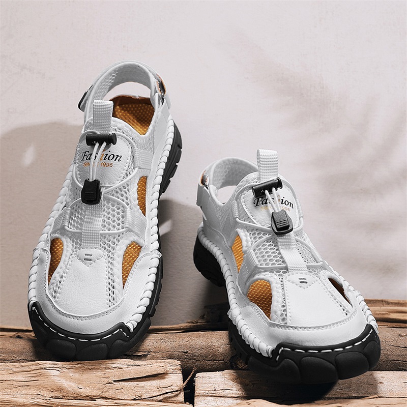 Men Shoes Velcro - Męskie ręcznie robione sandały z prostym