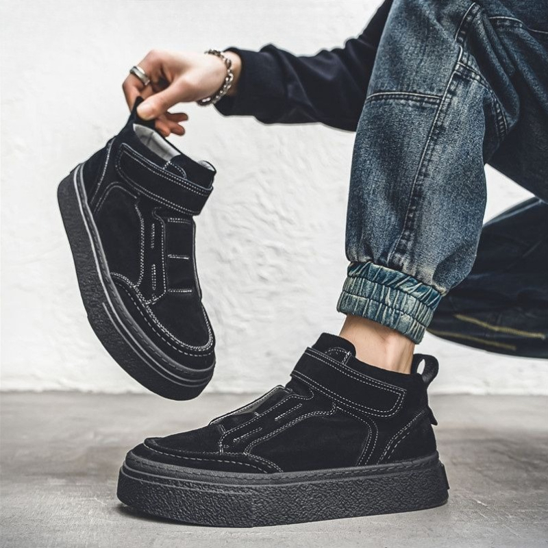 Men Shoes Velcro - Modne buty na platformie z rzepem,