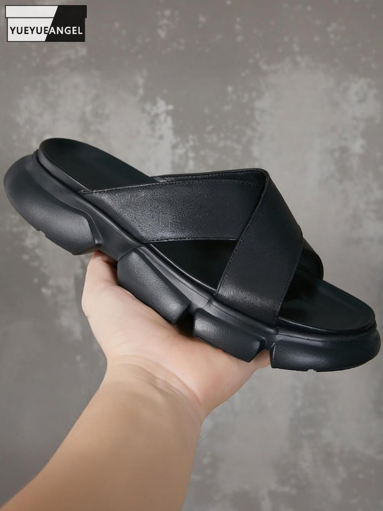 Modne męskie klapki na platfor – Men Shoes Size Chart recenzja i cena