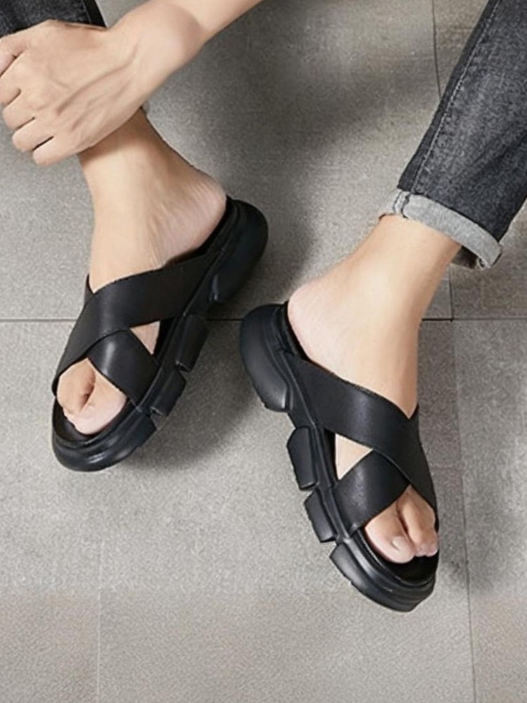 Modne męskie klapki na platfor – Men Shoes Size Chart recenzja i cena