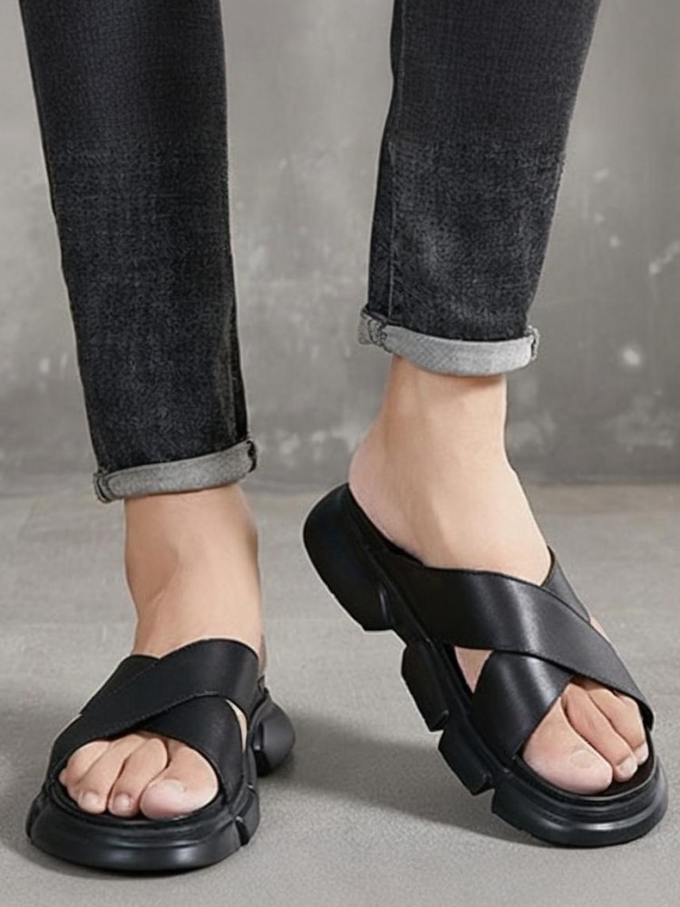 Modne męskie klapki na platfor – Men Shoes Size Chart recenzja i cena