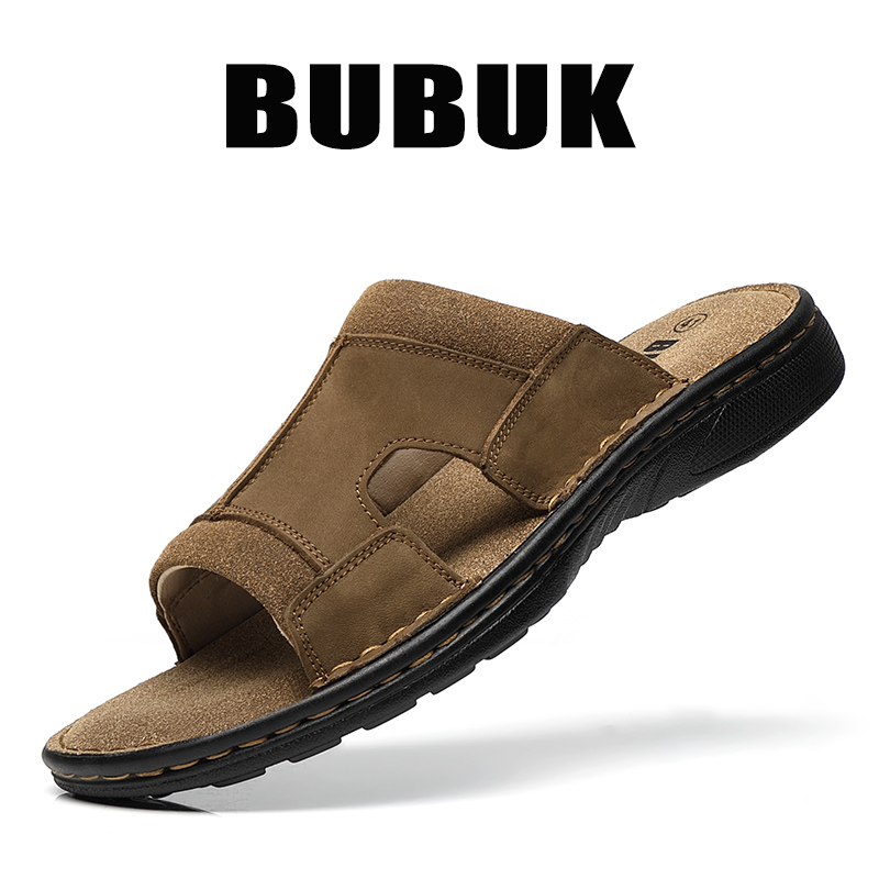 Męskie skórzane klapki Bubuk d – Men Shoes Velcro recenzja i cena